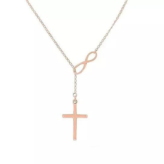 Symbol Of Infinity And Holy Cross With Lariat Style Chain