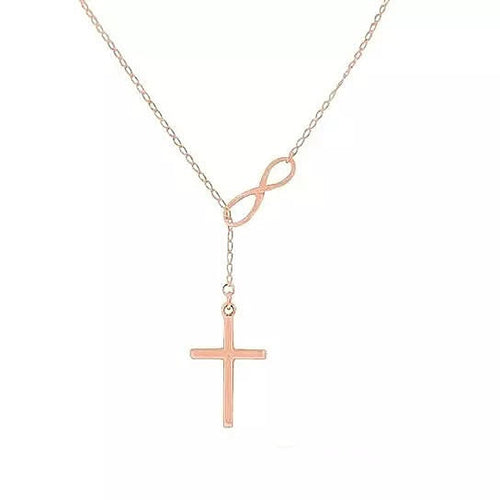 Symbol Of Infinity And Holy Cross With Lariat Style Chain