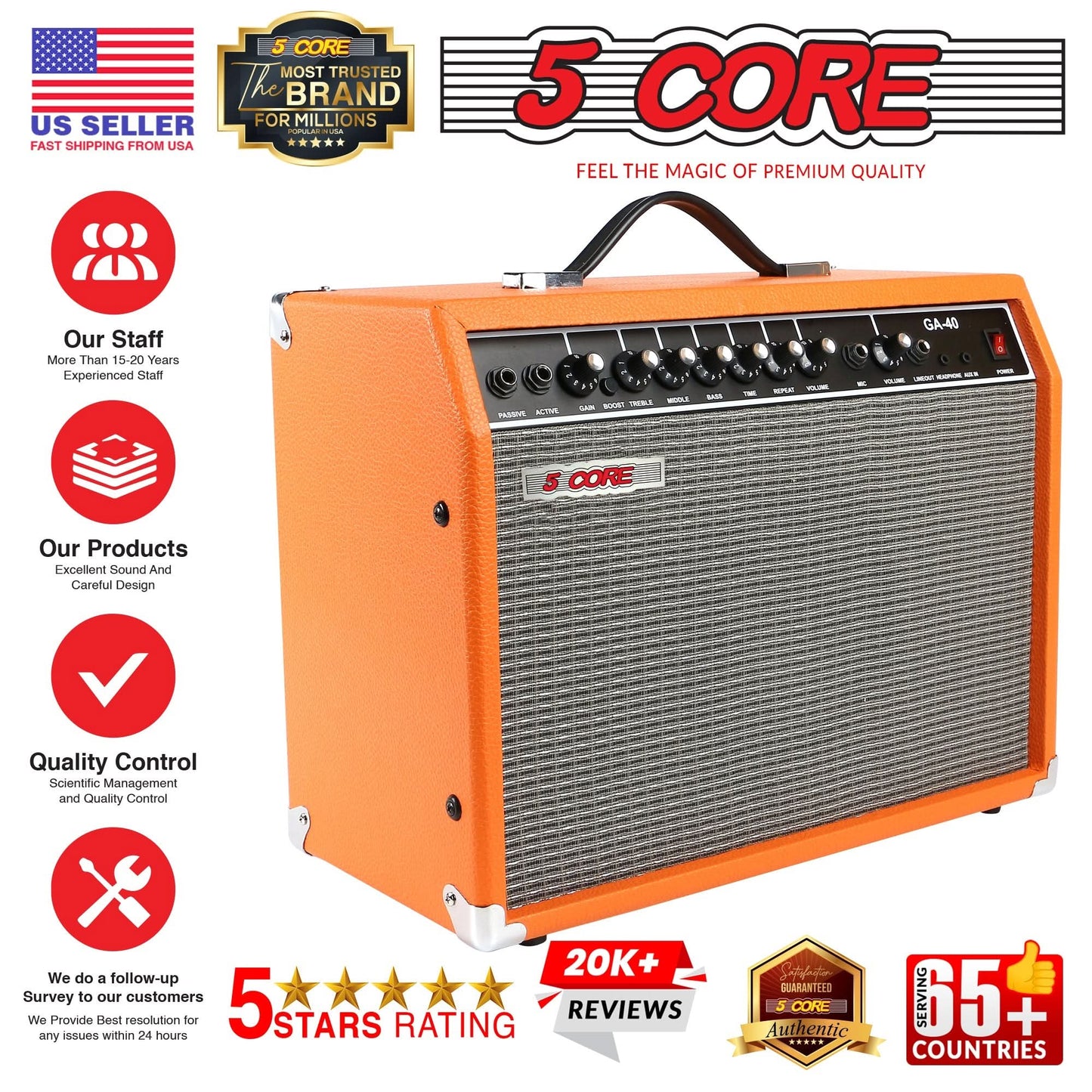 5 Core Guitar Amp For Electric Bass Acoustic Portable Amplifier