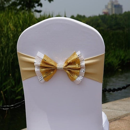 1pc Bows Chair Sashes Elastic Cloth Chair Ribbon