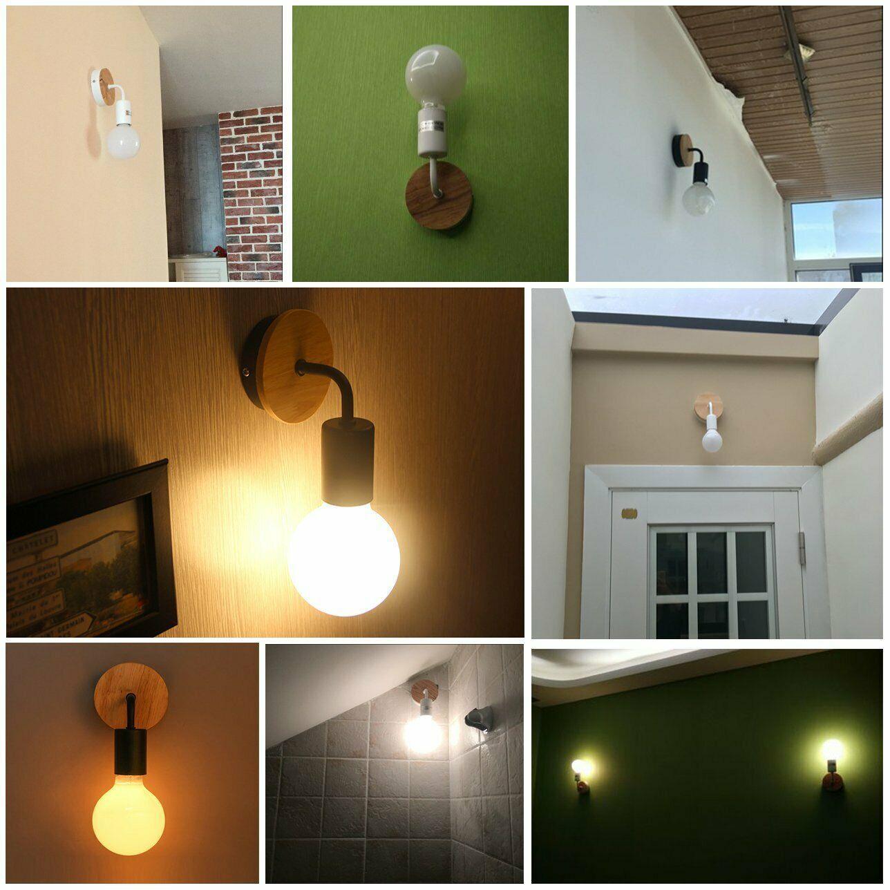 Retro Vintage Industrial Wood Wall Sconce Light Loft Rustic Lamp Light