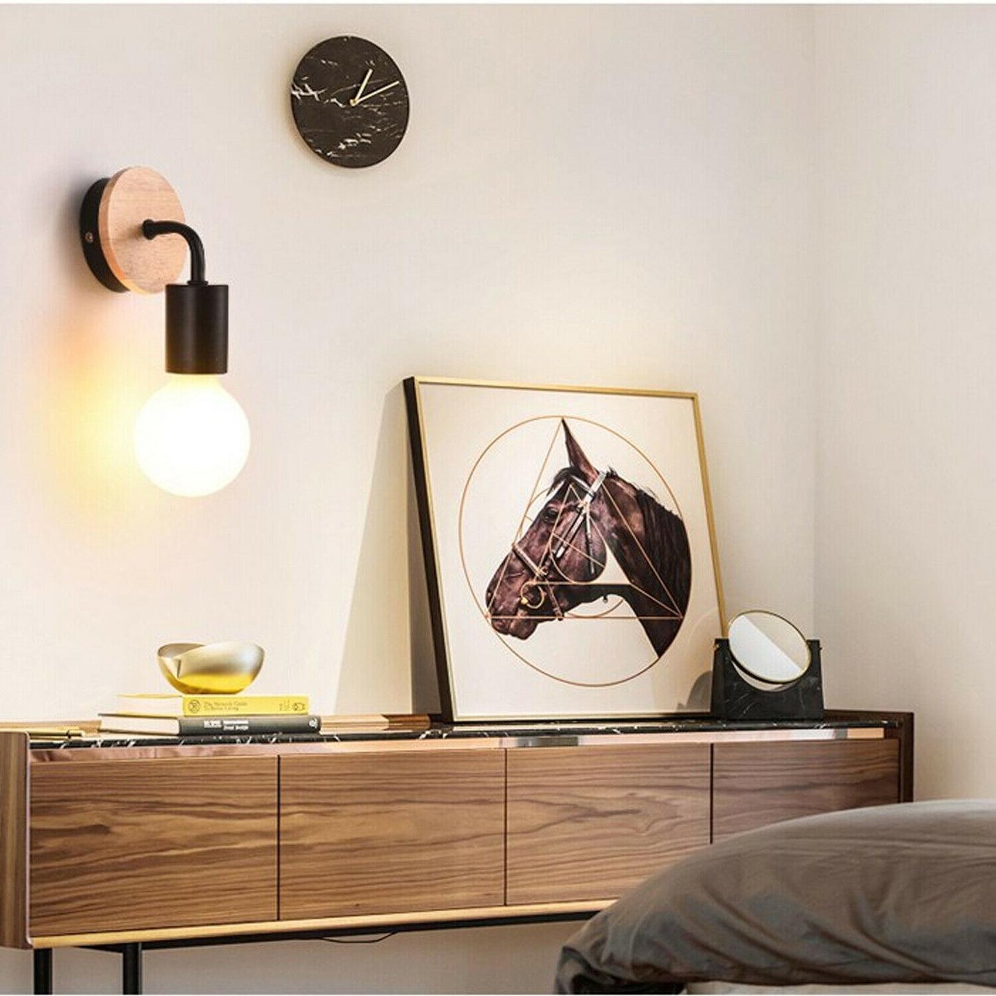 Retro Vintage Industrial Wood Wall Sconce Light Loft Rustic Lamp Light