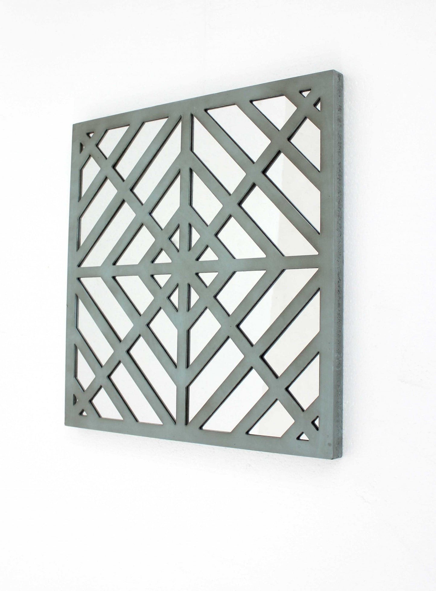 1.25 x 23.25 x 23.25 Blue Mirrored Square Wooden Wall Decor