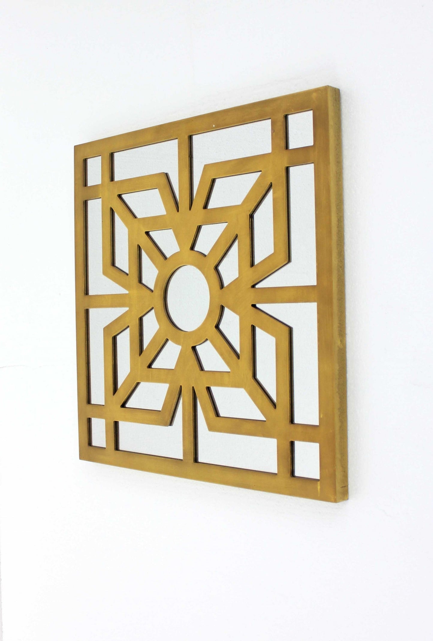 1.25 x 23.25 x 23.25 Blue Mirrored Square Wooden Wall Decor