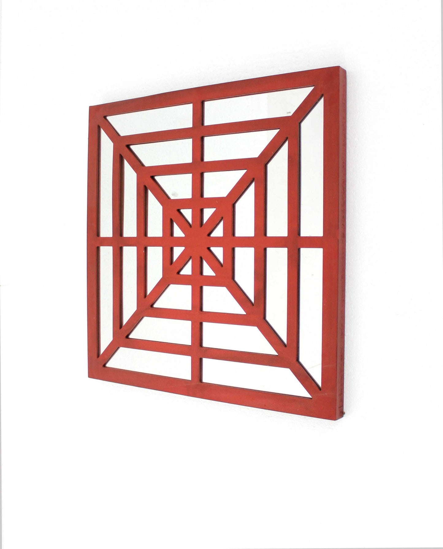 1.25 x 23.25 x 23.25 Blue Mirrored Square Wooden Wall Decor