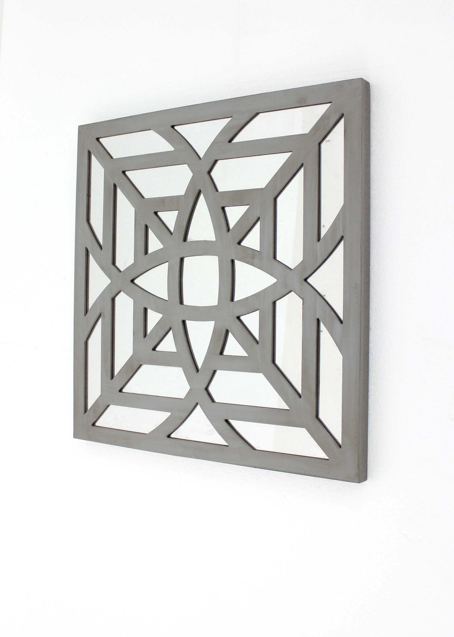 1.25 x 23.25 x 23.25 Blue Mirrored Square Wooden Wall Decor