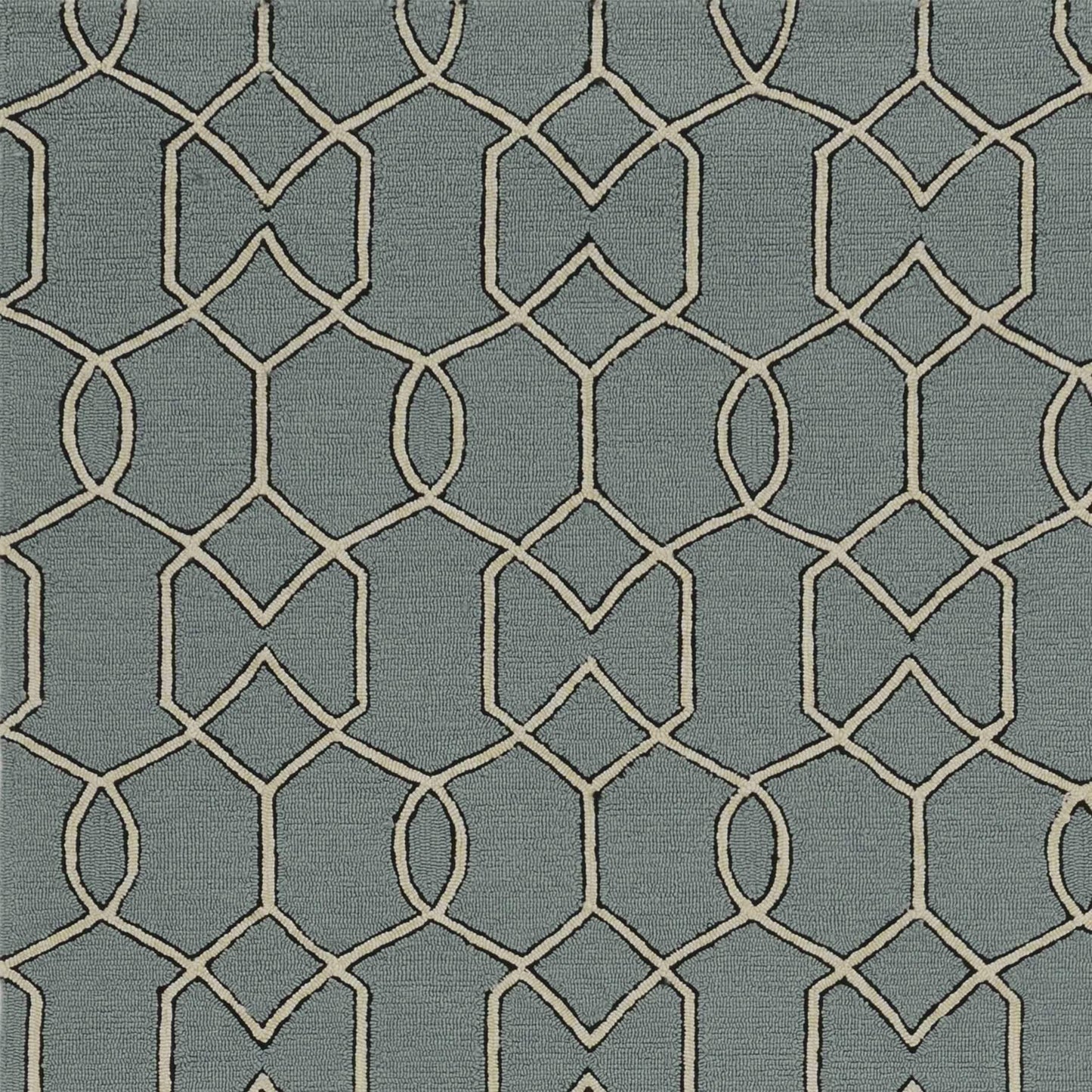 7inches Spa Green Hand Hooked UV Treated Geometric Round Indoor