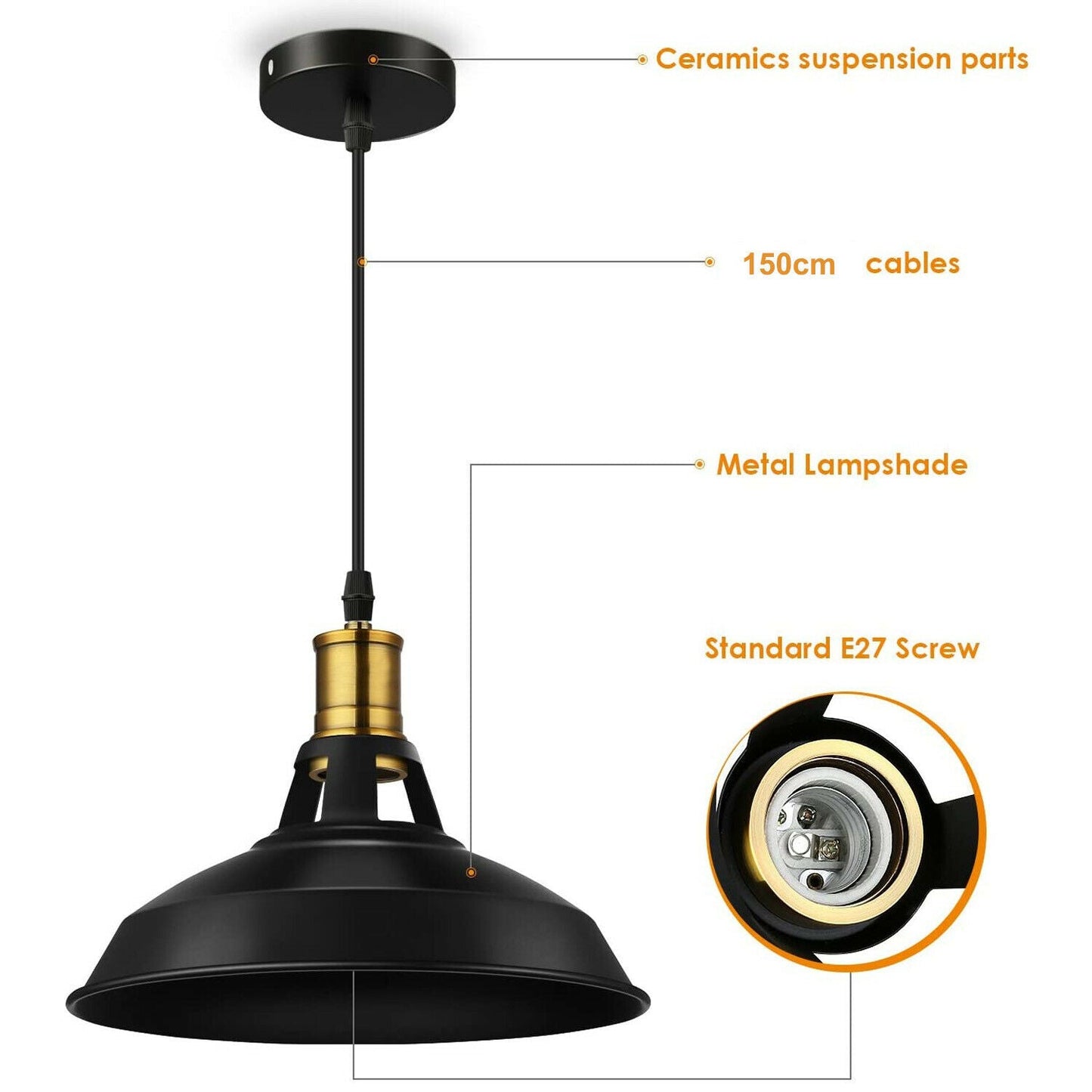 Stylish Kitchen Island Pendant Light Metal UK ~3579