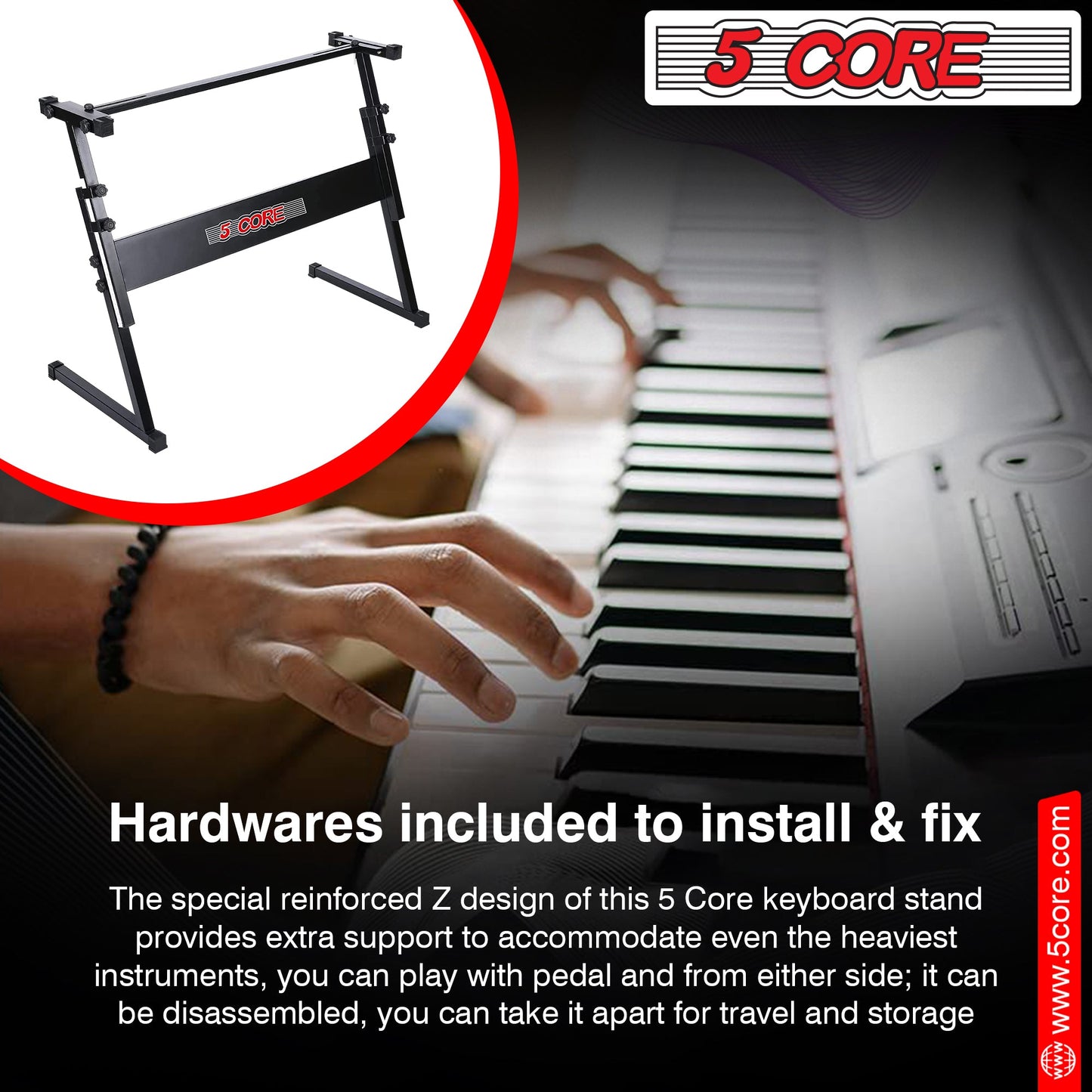 5 Core Keyboard Stand Z Style Height Adjustable Sturdy Piano Riser