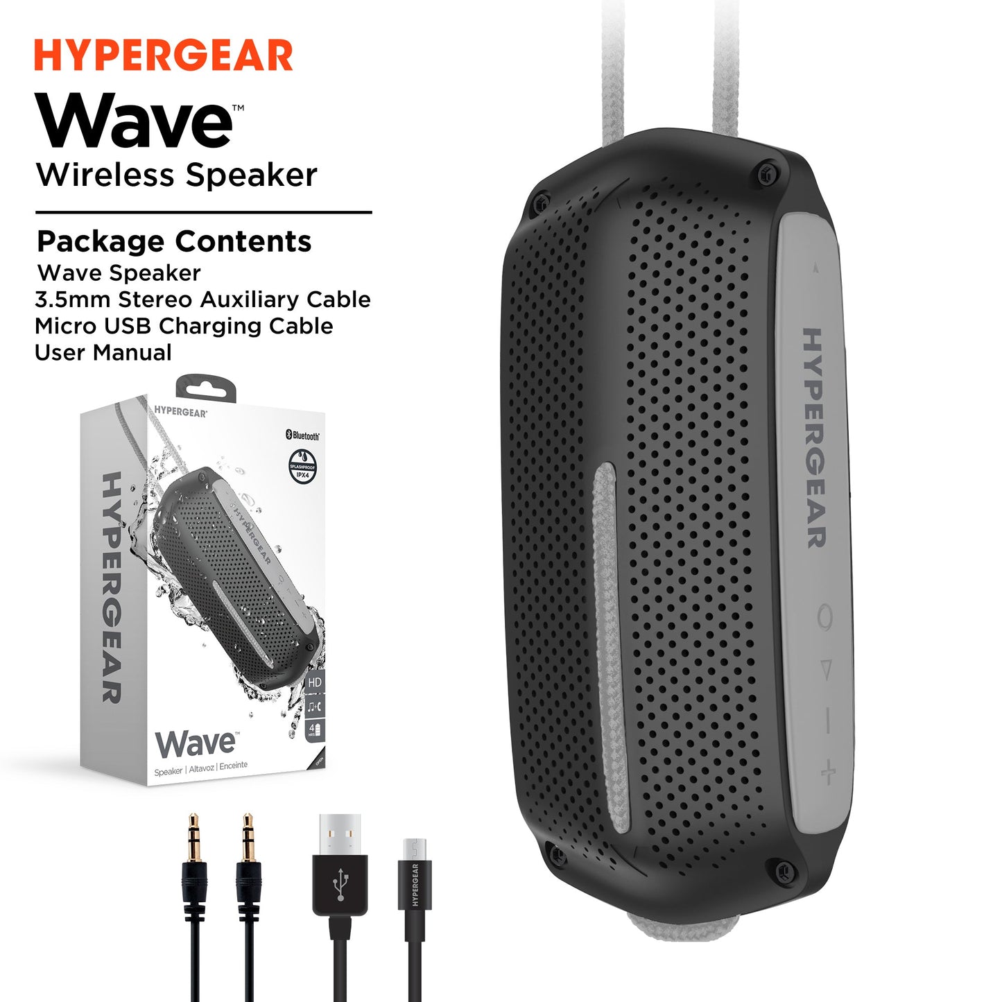 HyperGear Wave Water Resistant Wireless Speaker with Extended Battery