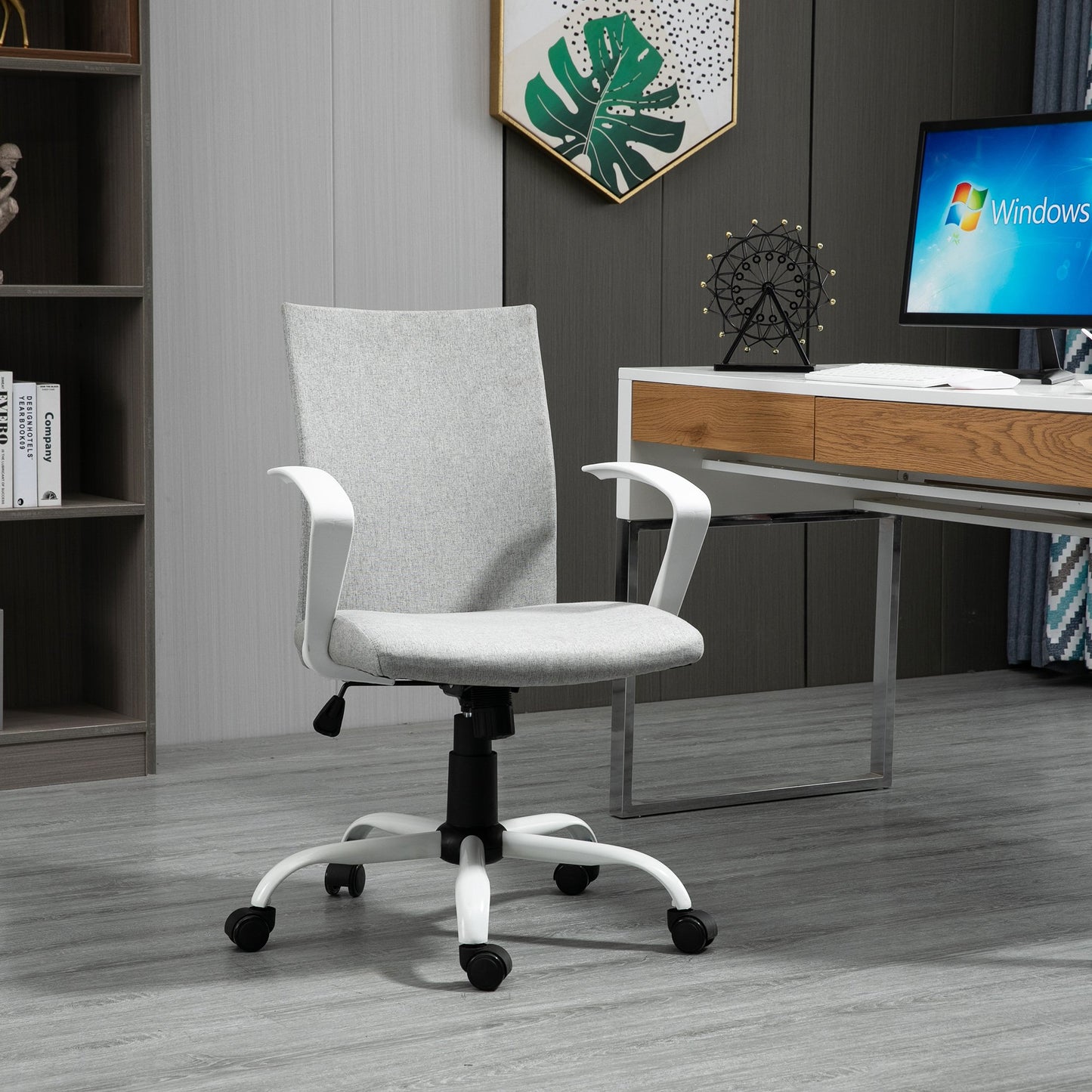 Vinsetto Office Chair Linen Swivel Computer Desk Office Chair Study