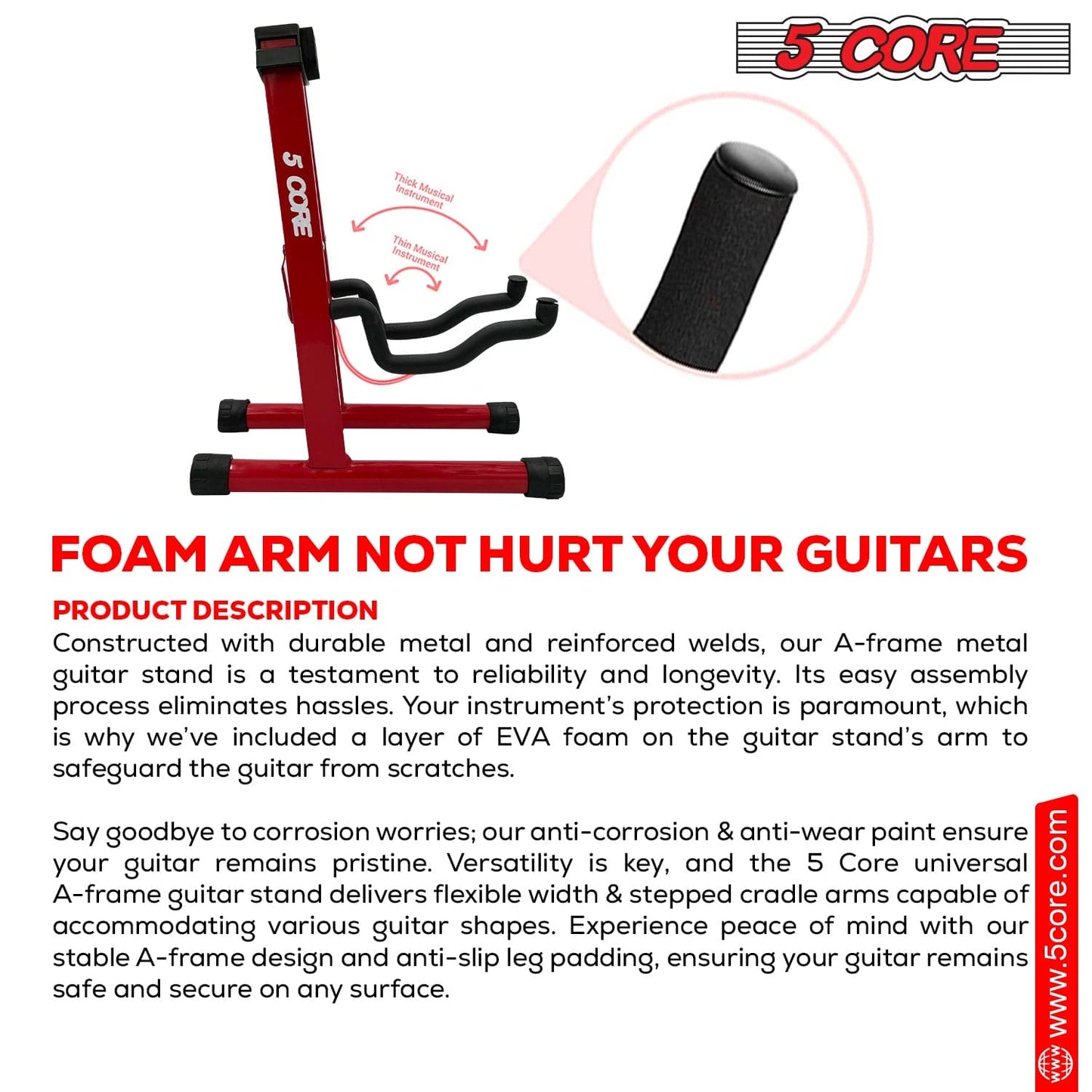 5Core Guitar Stand Floor A Frame Electric Acoustic Bass Soporte Para