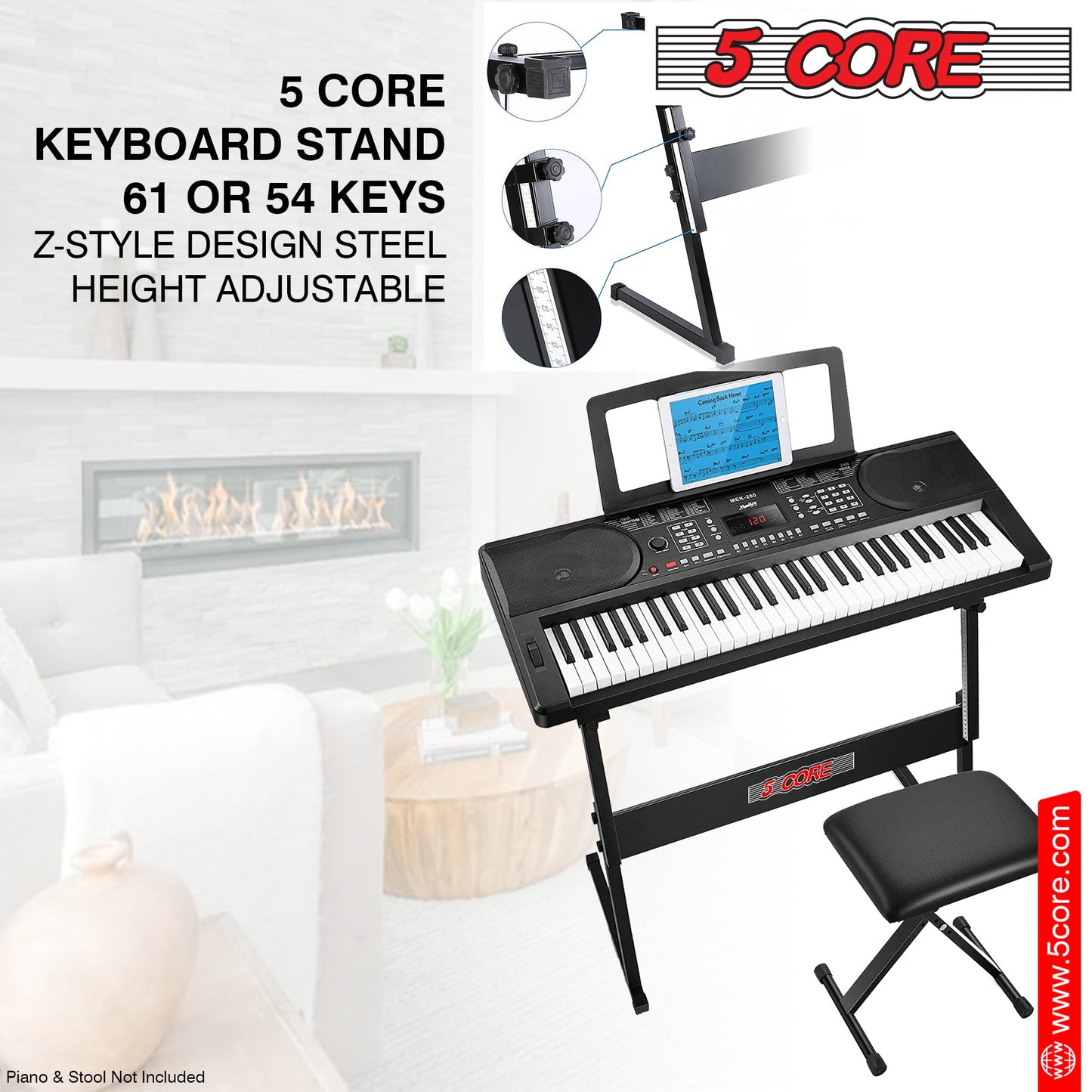 5 Core Keyboard Stand Z Style Height Adjustable Sturdy Piano Riser