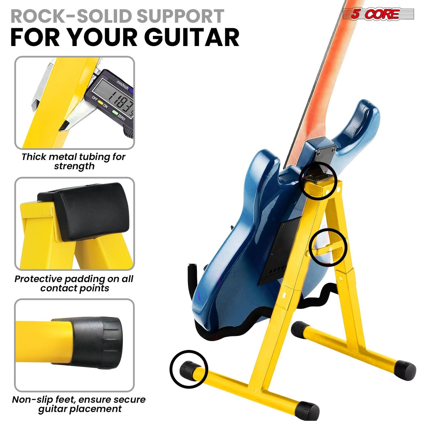 5Core Guitar Stand Floor A Frame Electric Acoustic Bass Soporte Para