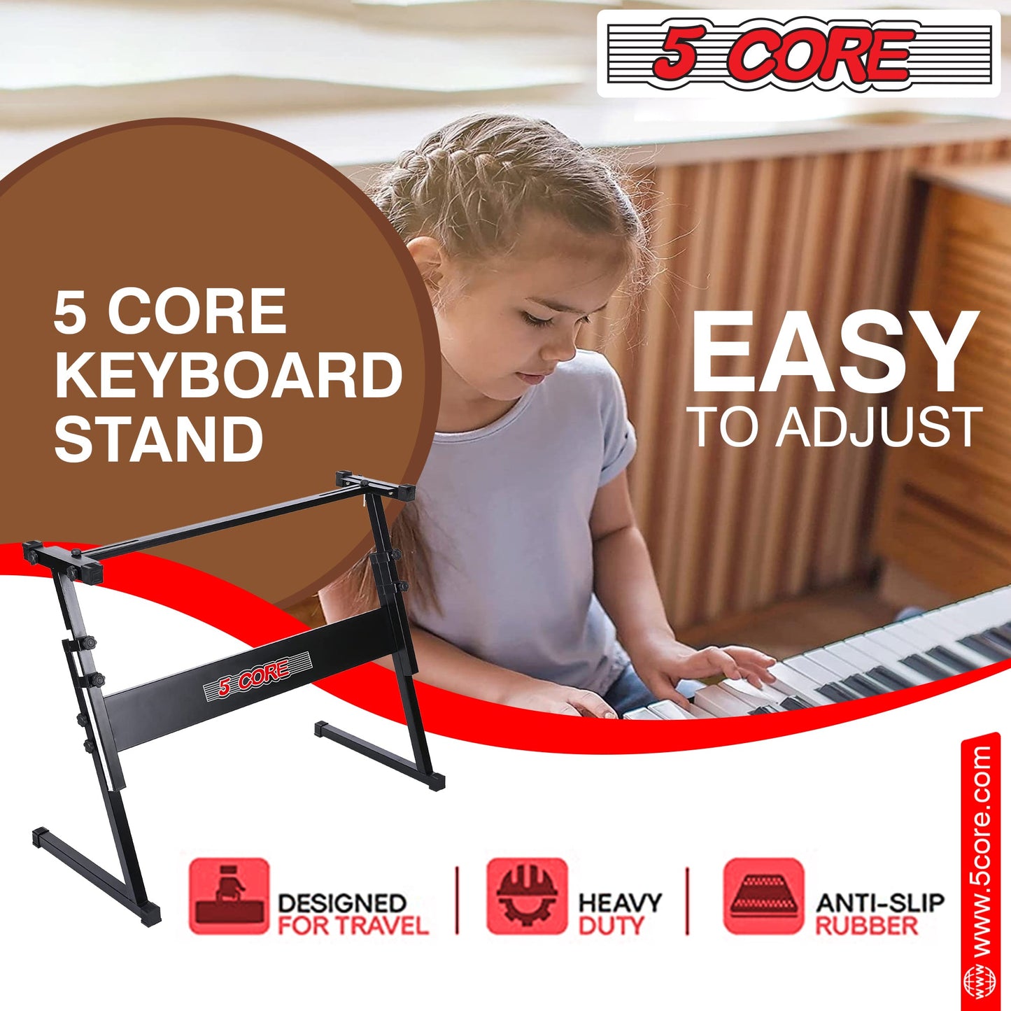 5 Core Keyboard Stand Z Style Height Adjustable Sturdy Piano Riser