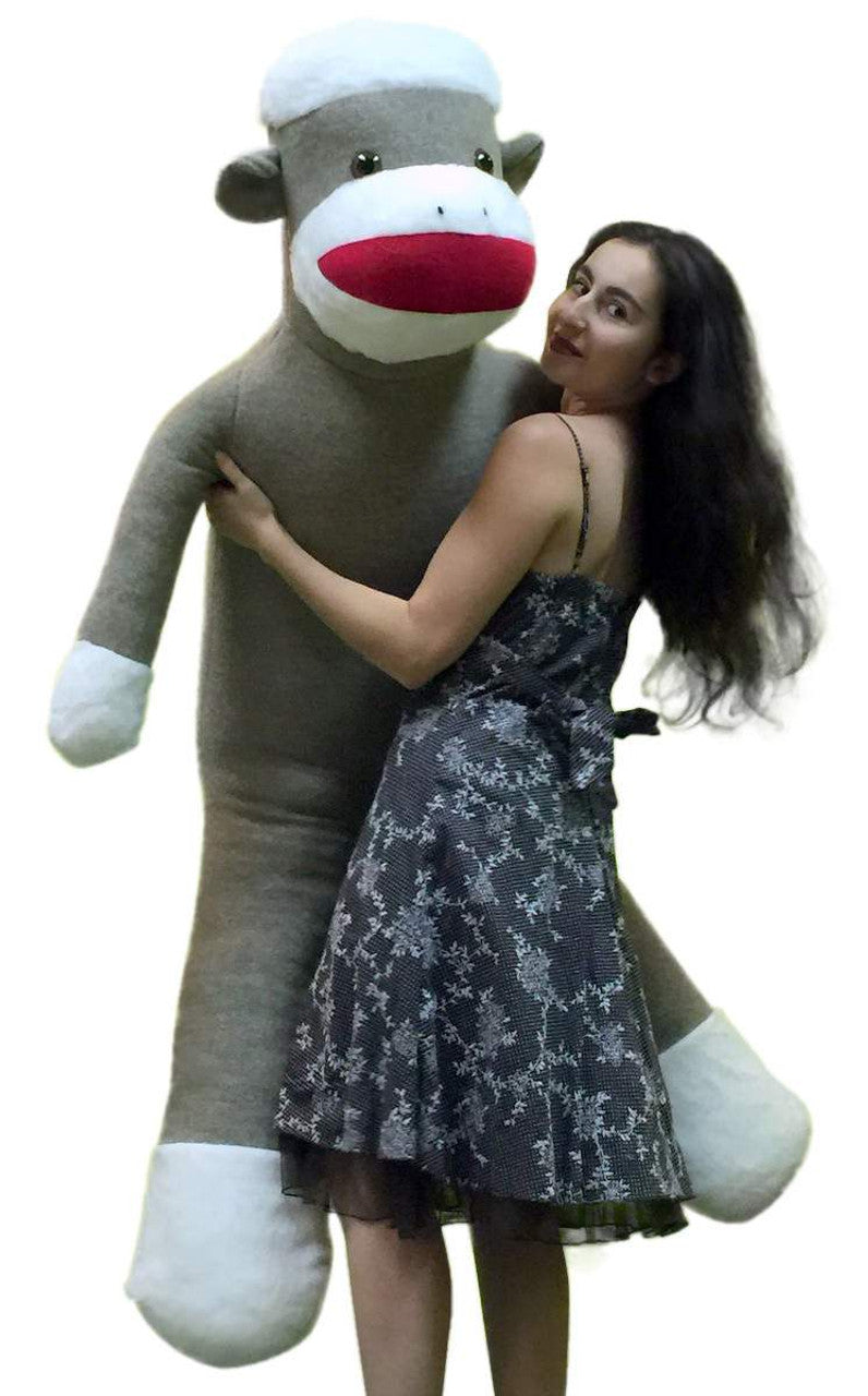 Big Plush 6 Foot Giant Sock Monkey Soft Huge Stuffed Animal Made in