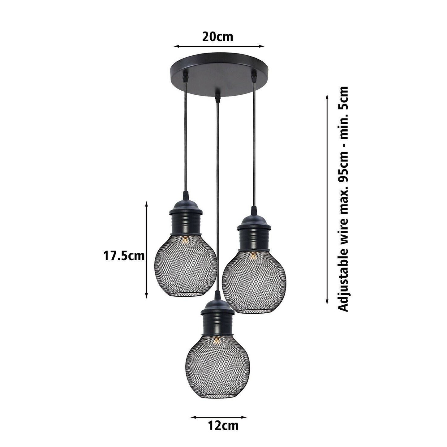 3Head Modern Vintage Industrial Retro Loft Cage Ceiling Lamp Shade