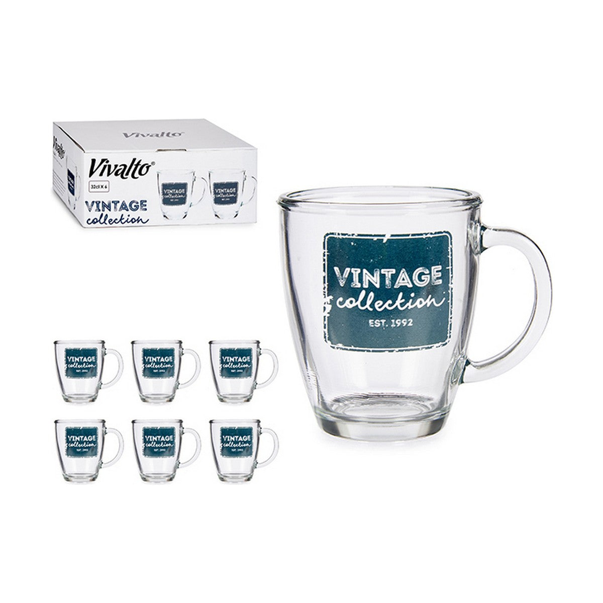 Mug Vintage Transparent Glass 320 ml