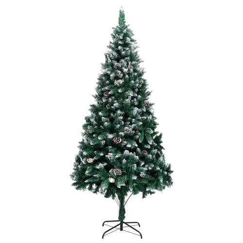 Artificial Christmas Tree with Pine Cones and White Snow 59.1"