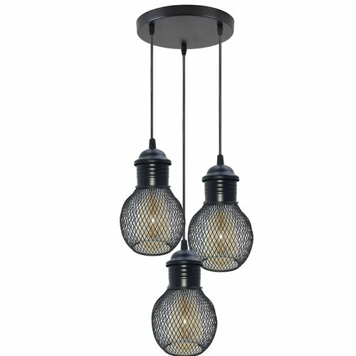 3Head Modern Vintage Industrial Retro Loft Cage Ceiling Lamp Shade