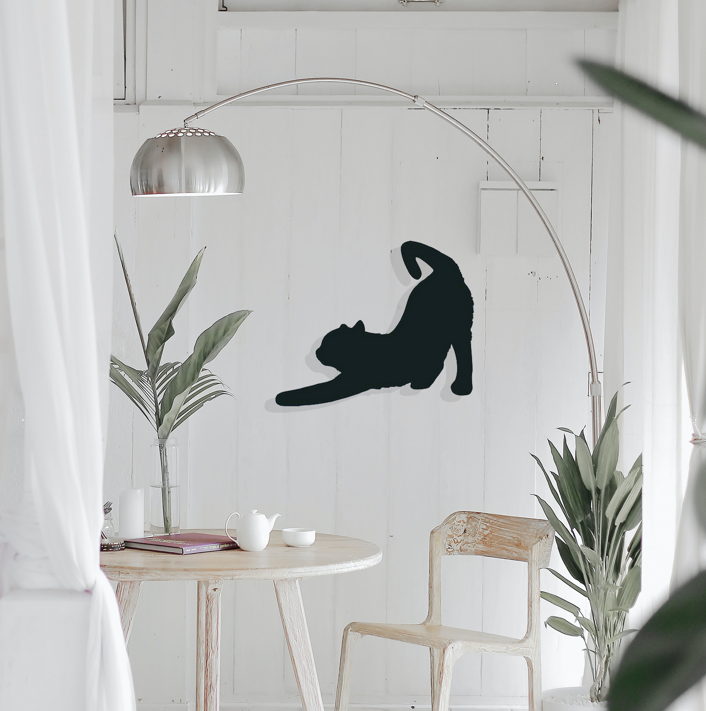 Cat Stretching - Metal Wall Art