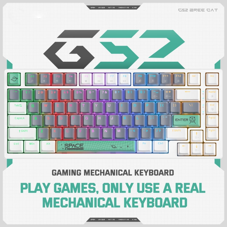 ONIKUMA G52 82 Keys RGB Lighting Wired Mechanical Keyboard, Type:Brown