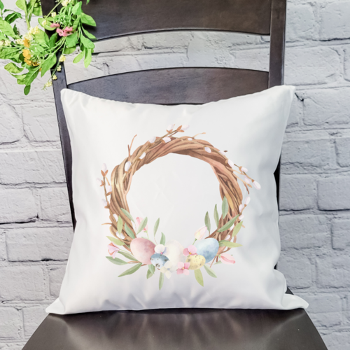 Grapevine Egg Wreath Pillow Cover