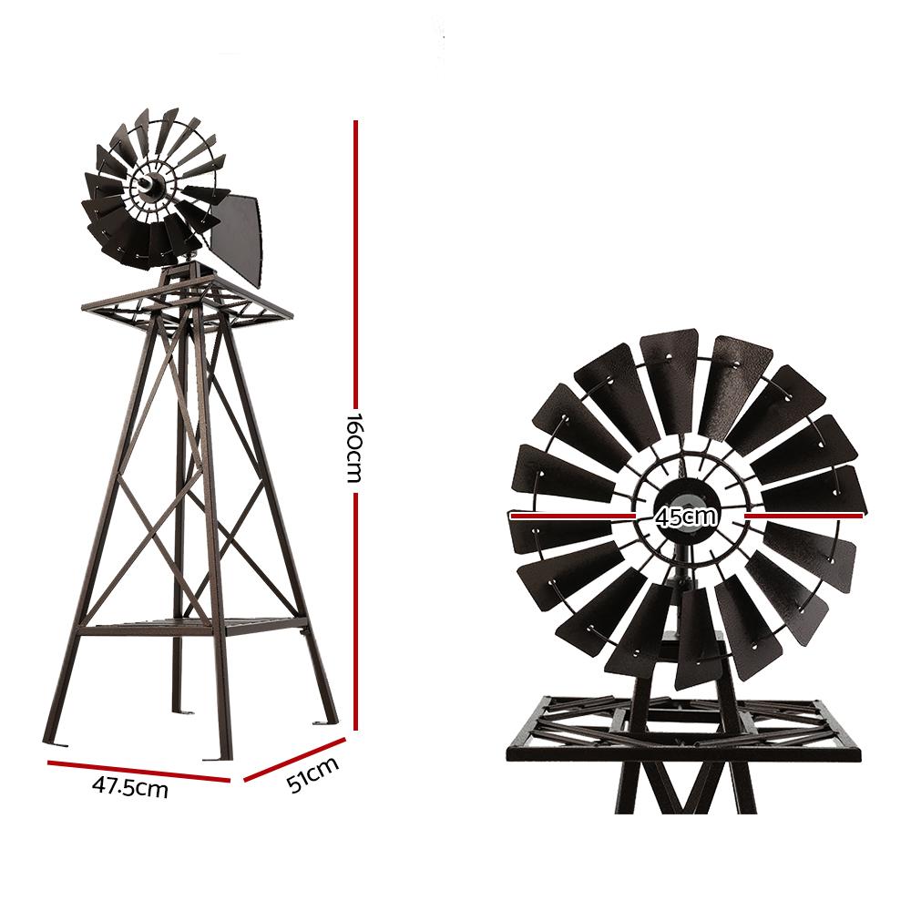 Garden Windmill 160cm Metal Ornaments Outdoor Decor Ornamental Wind