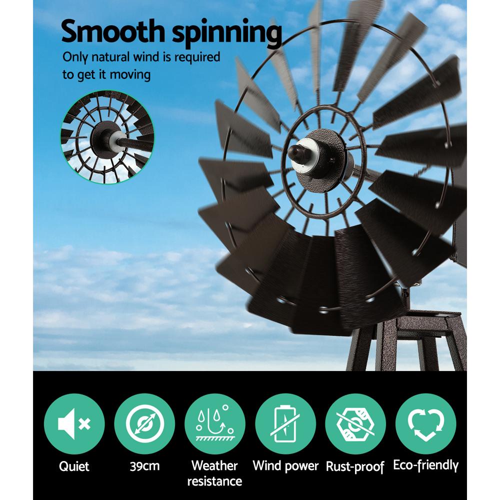 Garden Windmill 160cm Metal Ornaments Outdoor Decor Ornamental Wind