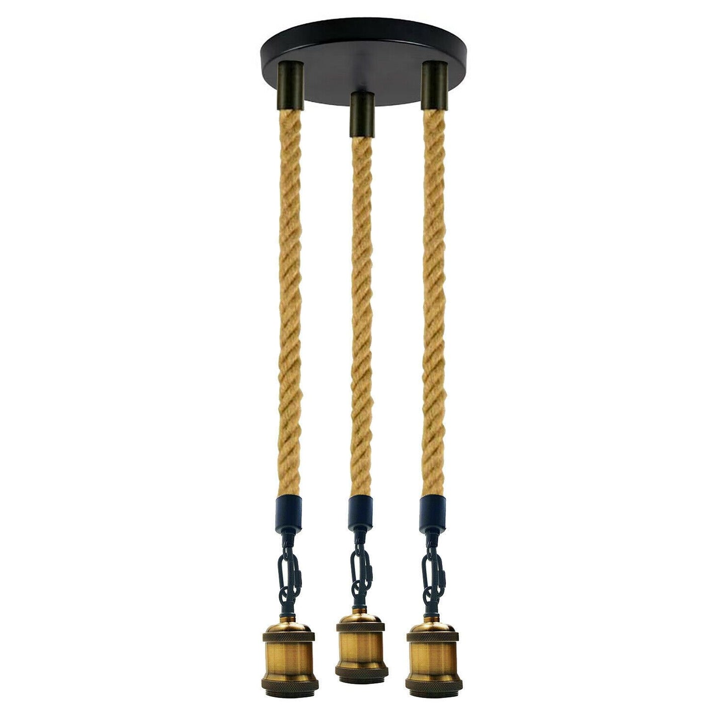 Hemp Rope 3 Head Pendant Ceiling Light Retro Lamp~1931