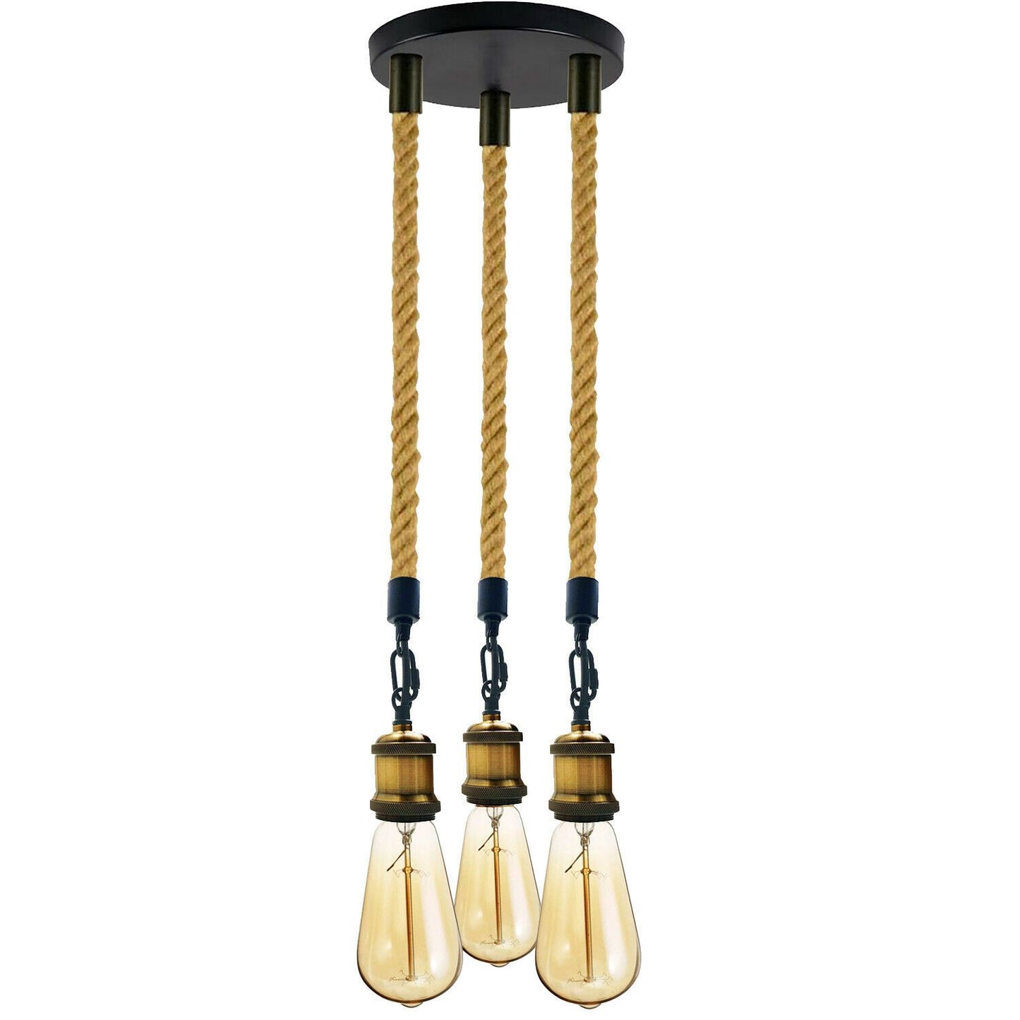 Hemp Rope 3 Head Pendant Ceiling Light Retro Lamp~1931