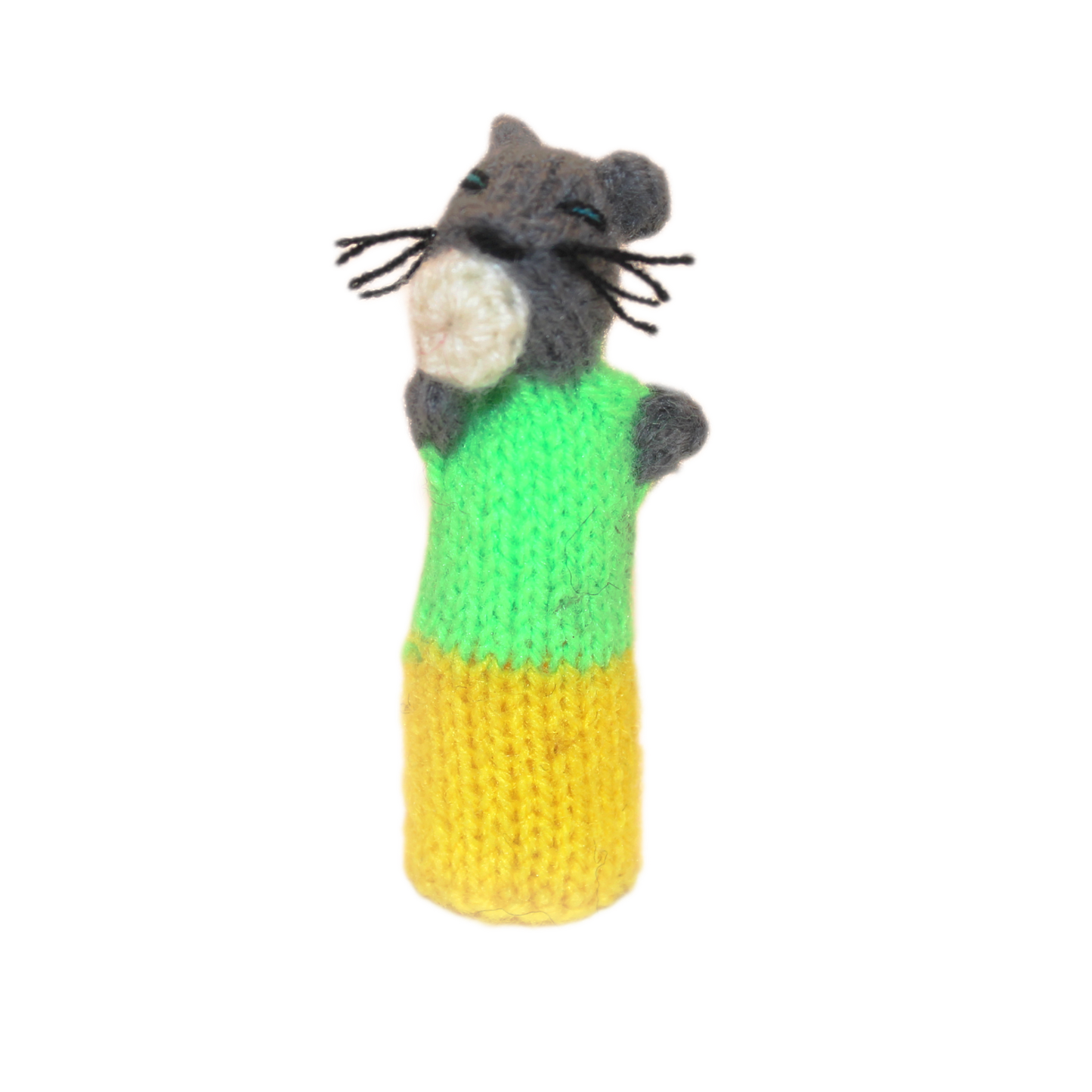 Cute Little Mouse Finger Puppet (green & yellow)