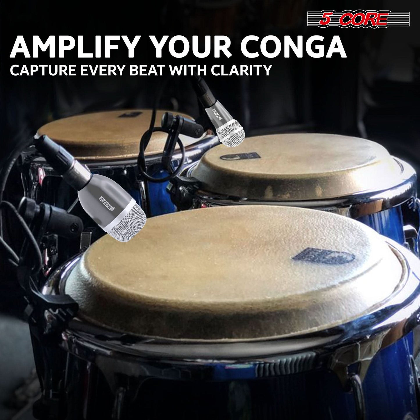 5Core Conga Mic Snare Tom Microphone Drum Kit Condenser XLR Instrument