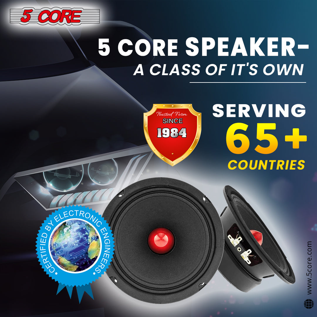 5Core 6.5 Inch Midrange Door Speaker 580W PMPO Subwoofer w Aluminum
