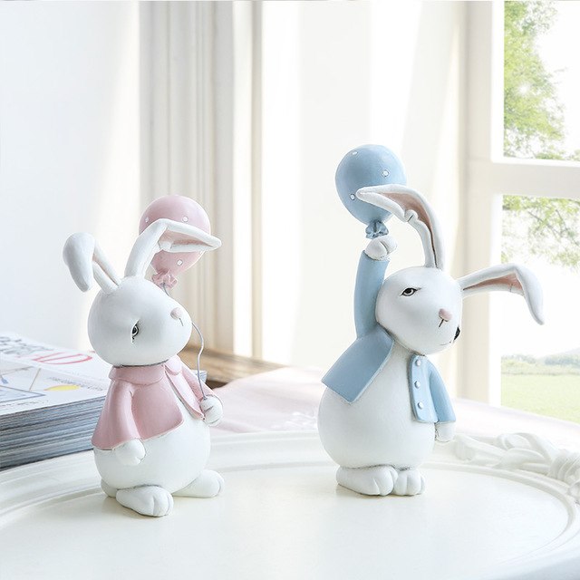 1 Pair Resin Doll Naughty Rabbits Cute Bunny