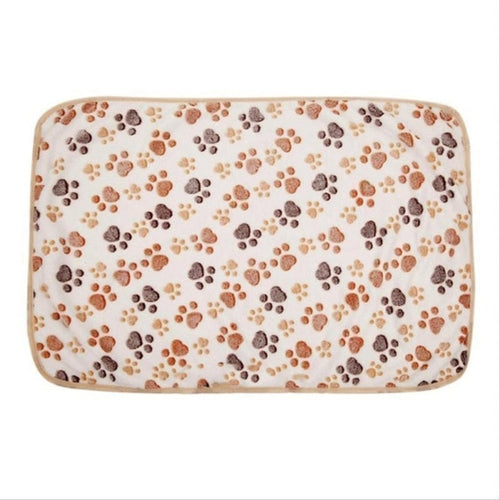Cute Dog Bed Mats Soft Flannel Fleece Paw Foot
