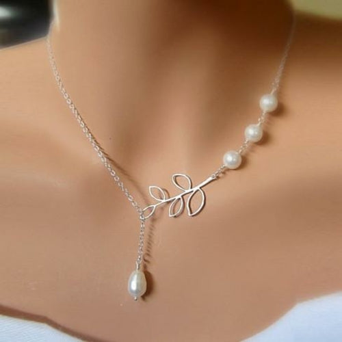 Pearls Of Joy Lariat Necklace In White Gold And Yellow Gold Plating