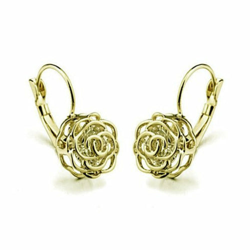 ROSE IS A ROSE 18kt Rose Crystal Earrings In White Yellow And Rose