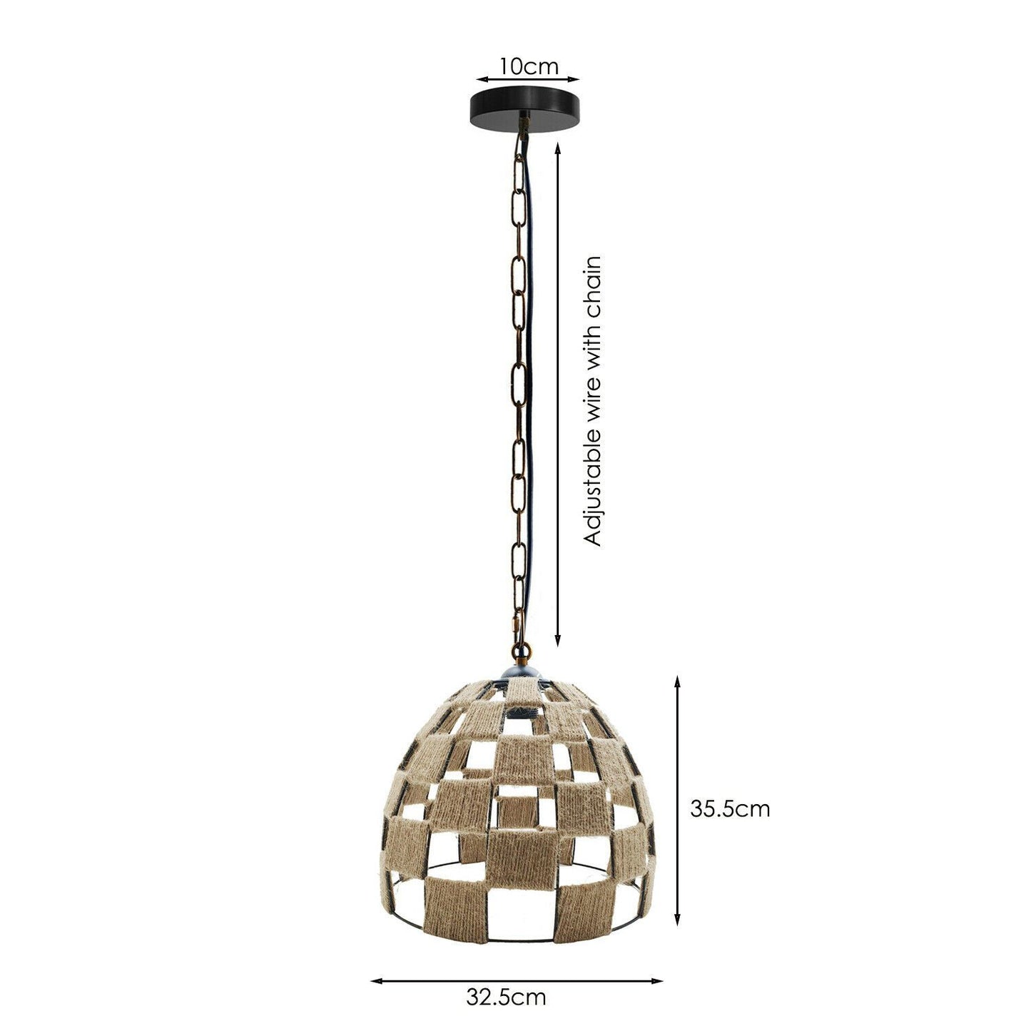 Dome Shape Ceiling Pendant Light Hemp Rope Hanging Light E27 Lamp