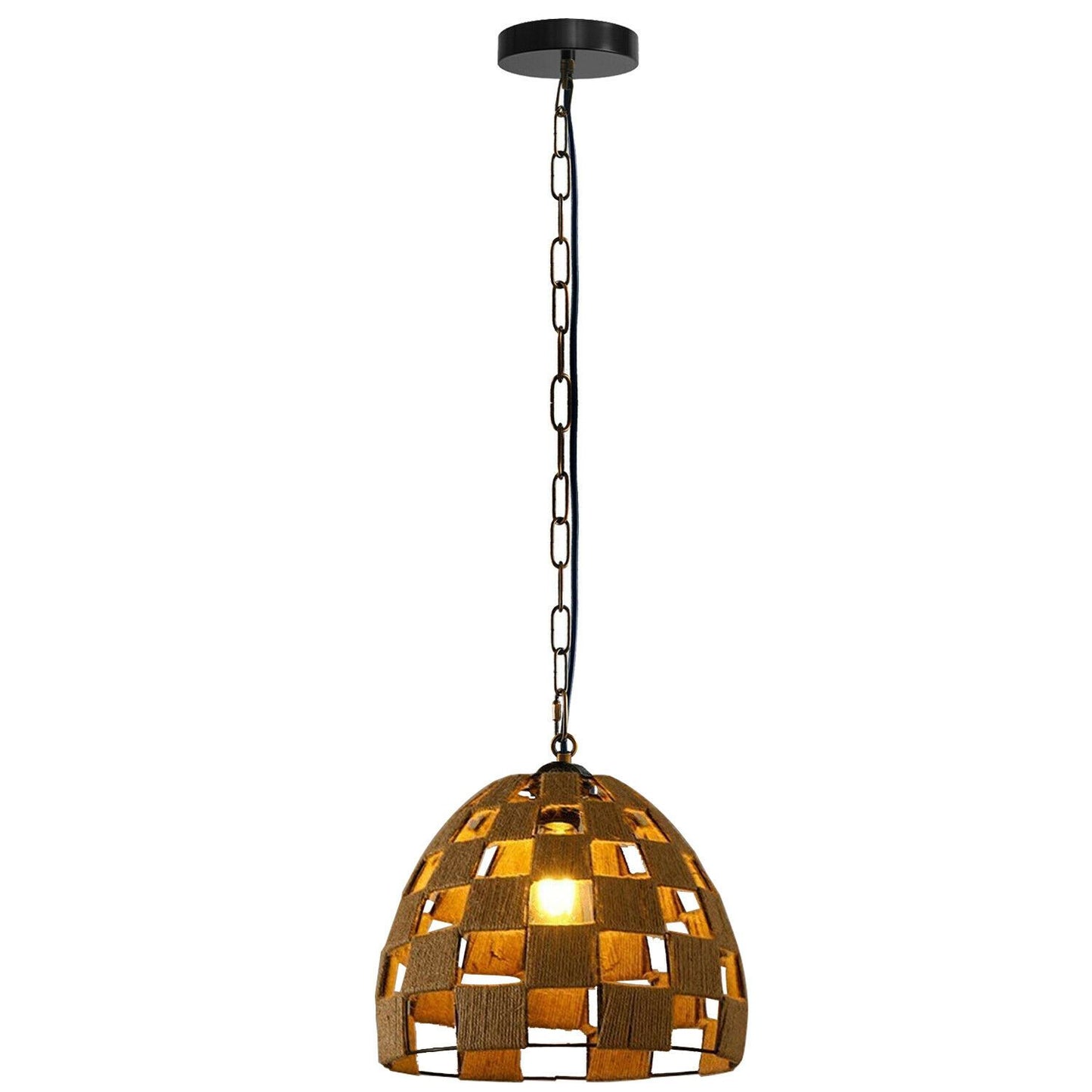 Dome Shape Ceiling Pendant Light Hemp Rope Hanging Light E27 Lamp