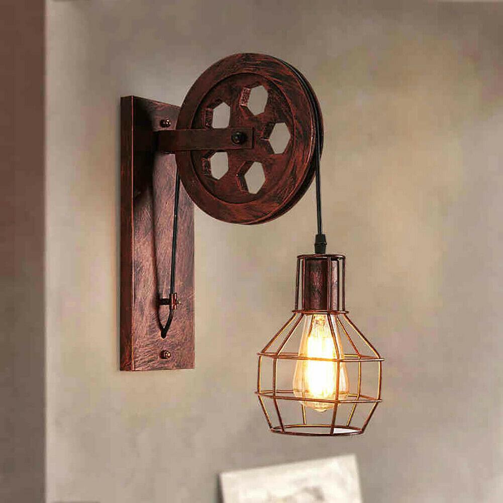 Retro Vintage Pulley Light Shade Wheel Ceiling Lifting Industrial