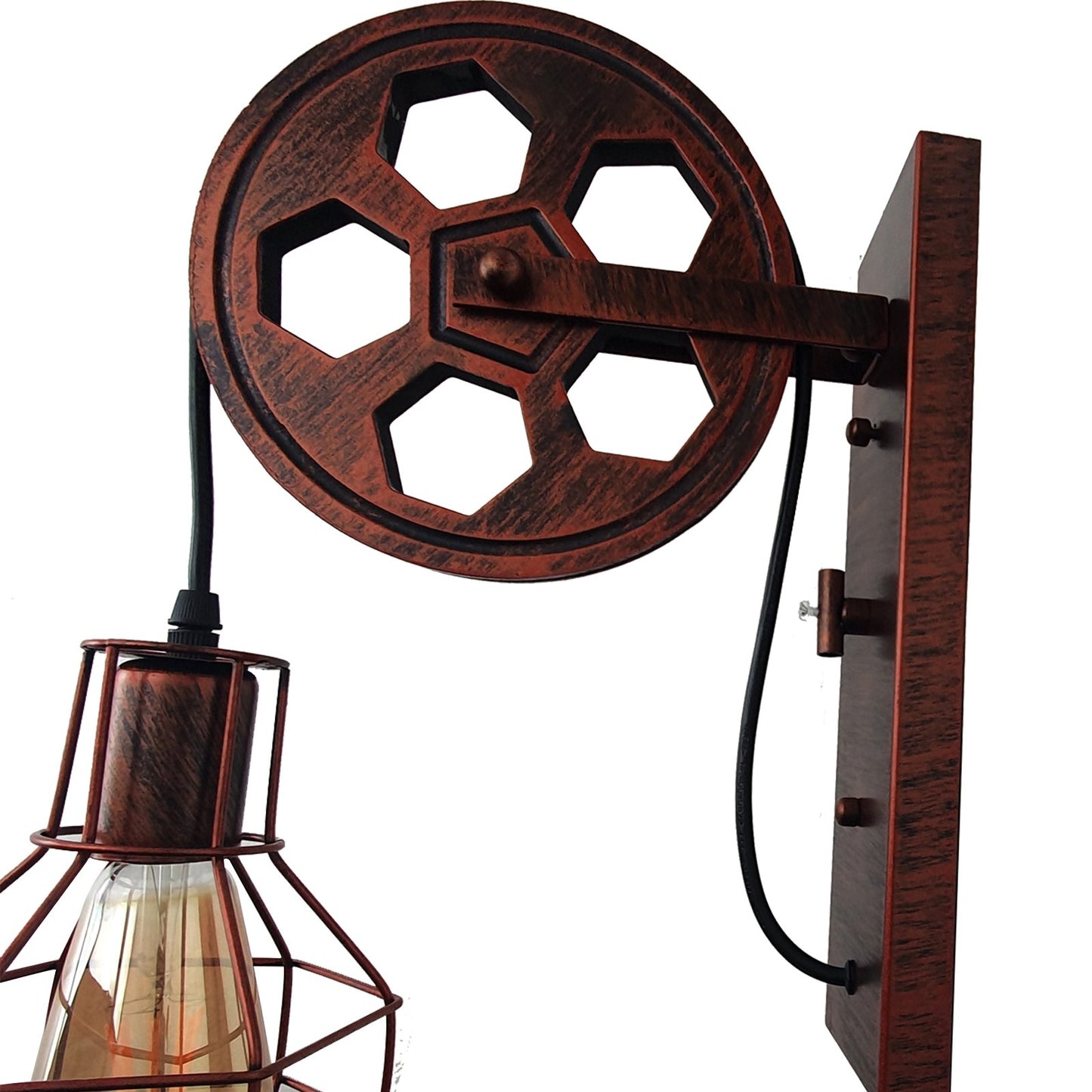 Retro Vintage Pulley Light Shade Wheel Ceiling Lifting Industrial