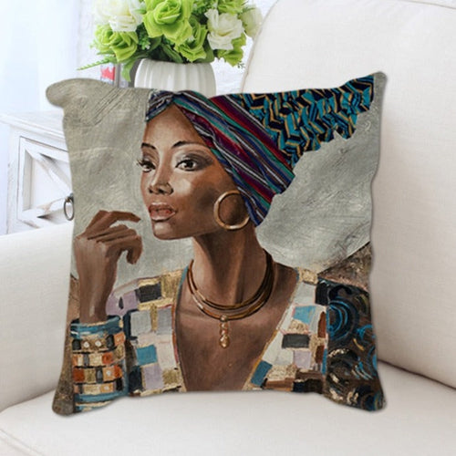 Abstract African Woman Poster Cushion Cover