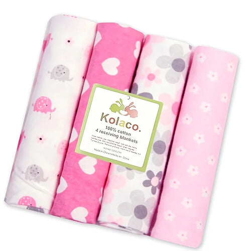 4pcs/pack 100% Cotton Receiving Baby Blanket Newborn 76x76cm Baby