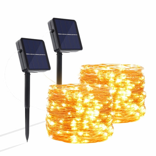 2 Pack 33FT 100 LED Luces Solares Para Exteriores