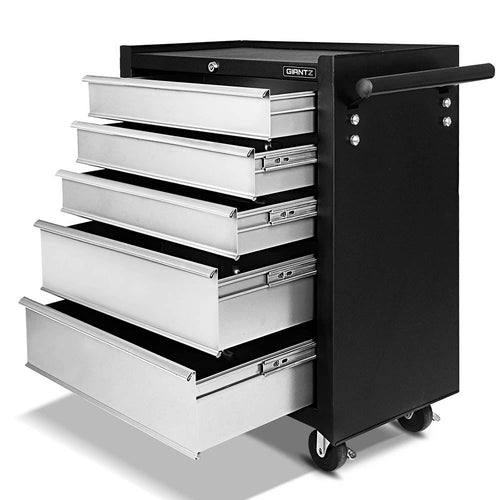 Giantz 5 Drawer Mechanic Tool Box Cabinet Storage Trolley - Black &