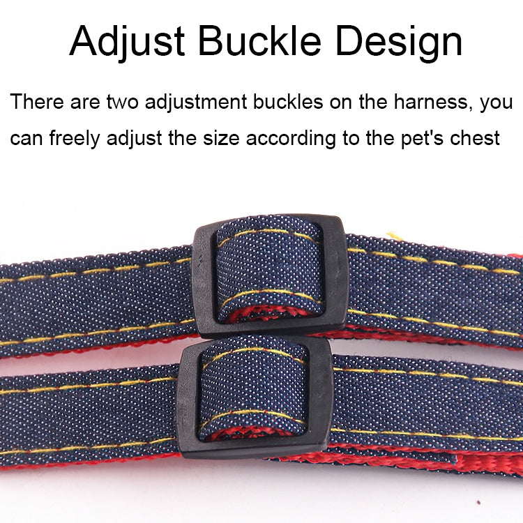 BG-Q1025 Leash+Chest Strap+Collar Thickened Strong Denim Pet Dog Leash