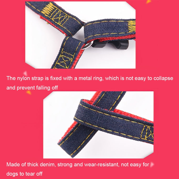 BG-Q1025 Leash+Chest Strap+Collar Thickened Strong Denim Pet Dog Leash