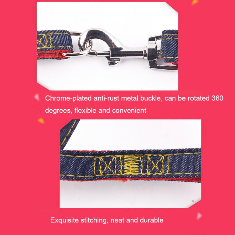 BG-Q1025 Leash+Chest Strap+Collar Thickened Strong Denim Pet Dog Leash