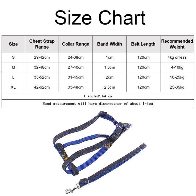 BG-Q1025 Leash+Chest Strap+Collar Thickened Strong Denim Pet Dog Leash